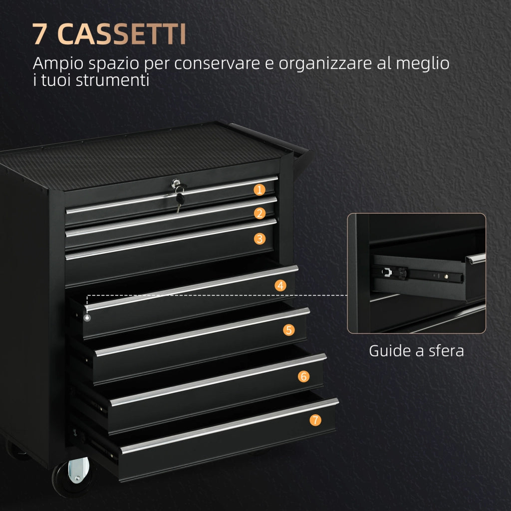 Carrello con Cassetti ¨C zephmum ¨C Nero, Metallo, 69x33x75cm
