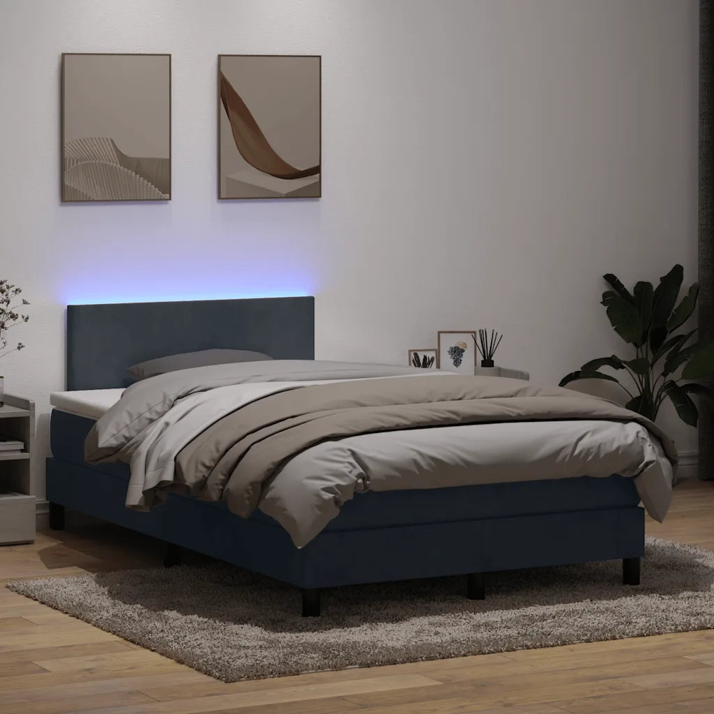 Letto a Molle con Materasso e LED Grigio Scuro 120x220 cm Velluto 3316732
