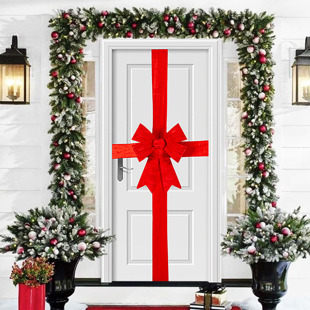 Fiocco Natalizio Rosso Fuoriporta Decorazione Natale 49x52cm Addobbo per Porta