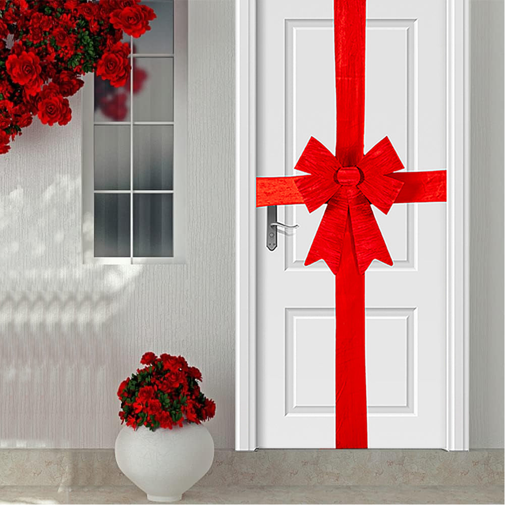 Fiocco Natalizio Rosso Fuoriporta Decorazione Natale 49x52cm Addobbo per Porta