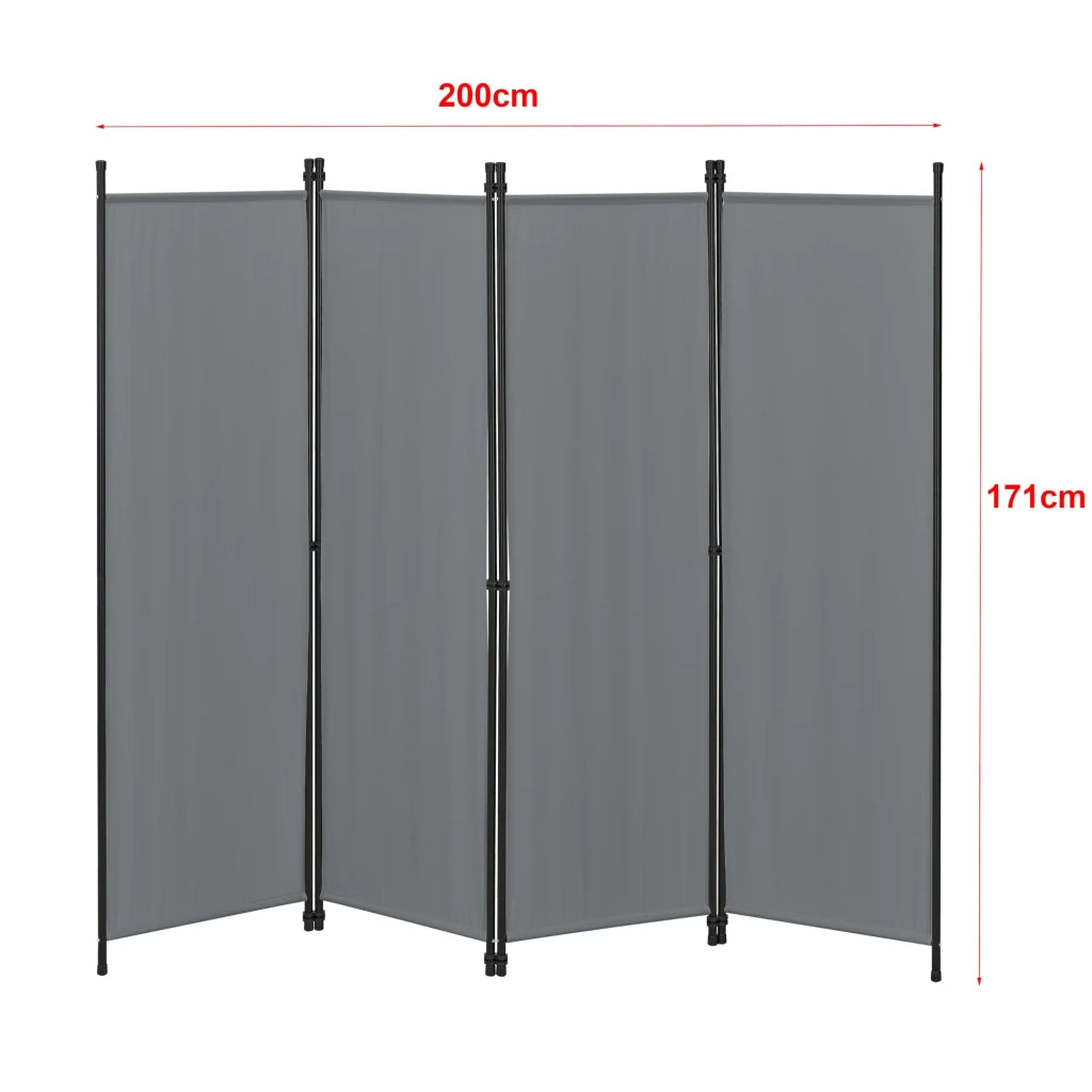 Schermo divisorio per la privacy a 4 pannelli 171 x 200 cm grigio scuro 03_0008060