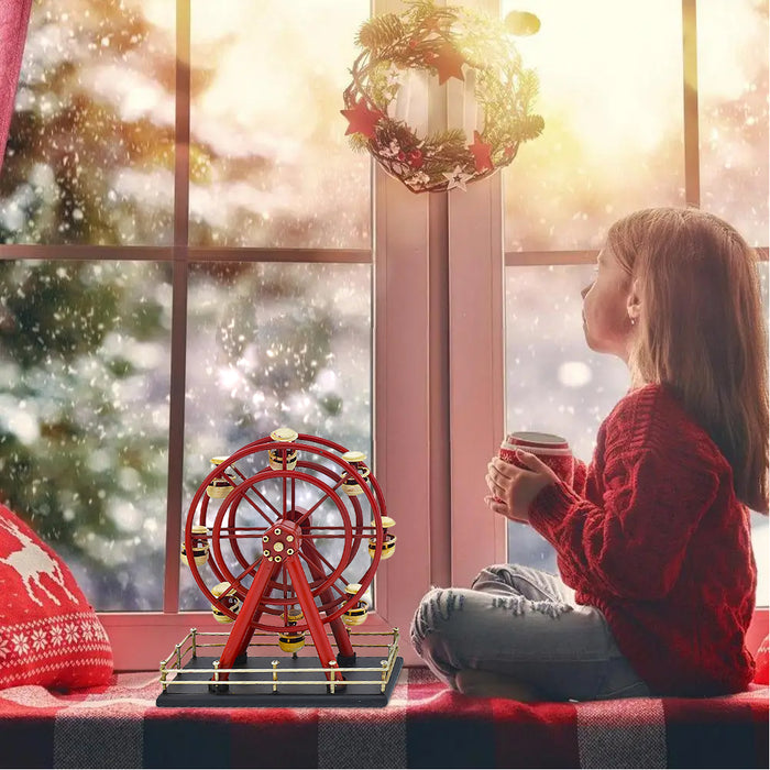 Ruota Panoramica Metallo Decorazione Addobbo Natalizio Decorativo 22.5x10.5x26cm