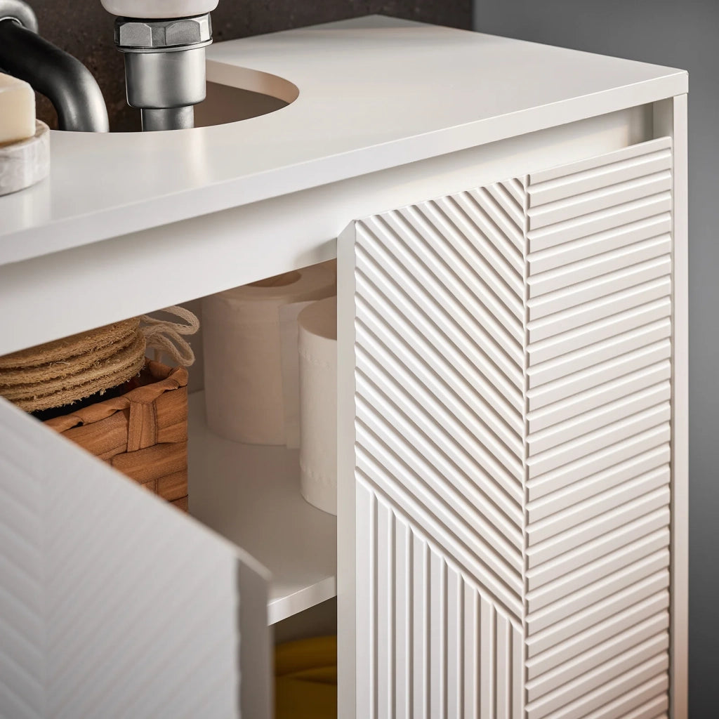 Mobile sottolavabo Mobile bagno con 2 ante e 2 ripiani Armadietto bagno L60 x P30 x A61 cm Bianco BZR157-W
