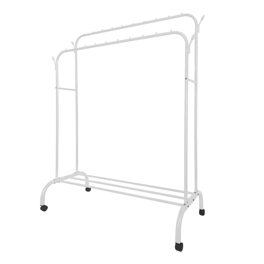 Appendiabiti Donkey Premium Maxi a 1 supporto Nyana Home 152x110x56 cm, 2 barre appendiabiti, 4 ganci laterali, 1 ripiano inferiore Bianco.