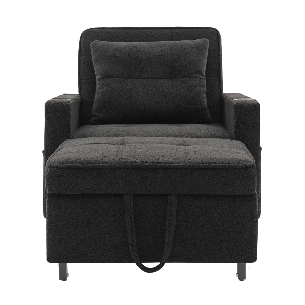 Divano Letto Singolo Estraibile con Portabicchieri e USB ¨C MINIMAL ¨C Grigio