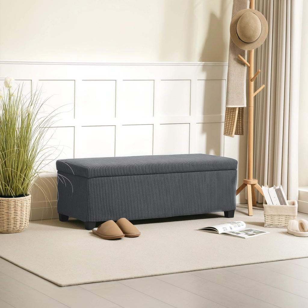 Pouf Contenitore Imbottito ¨C Zephmum ¨C Grigio 112x42x40 cm