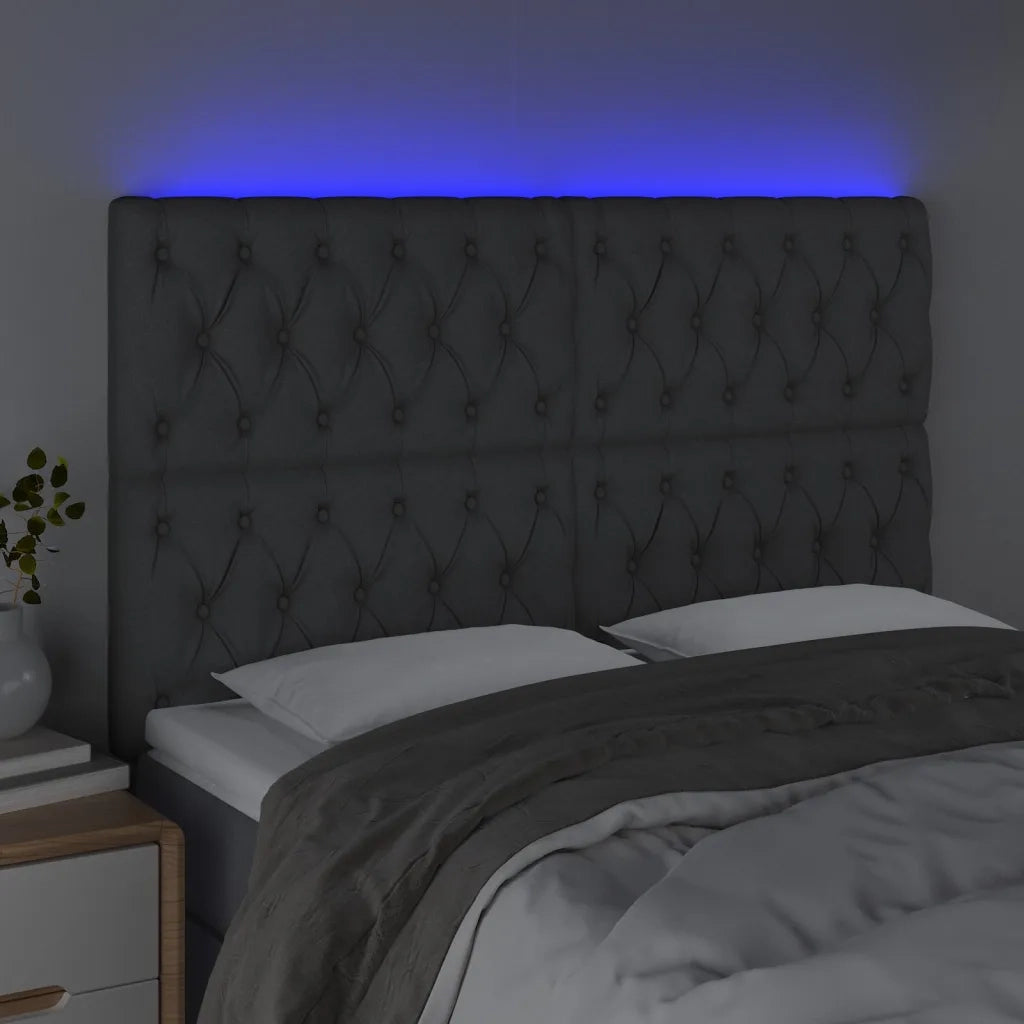 Testiera | Testata a LED GrigioScuro 144x7x118/128cm inTessuto