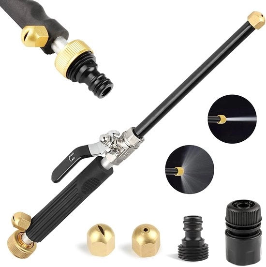 Hogedrukreiniger Portatile con Estensione, Pistola Hogedrukreiniger con 2 Bocchette di Sprezzo - Connessione Flessibile per Tubo di Pressione per Giardino e Auto Lavaggio
