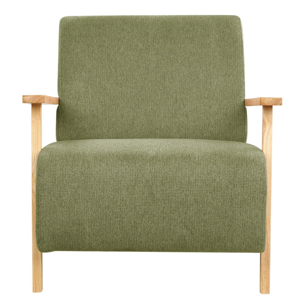 Poltrona Verde Tessuto Gambe in legno con braccioli Soggiorno moderno minimalista