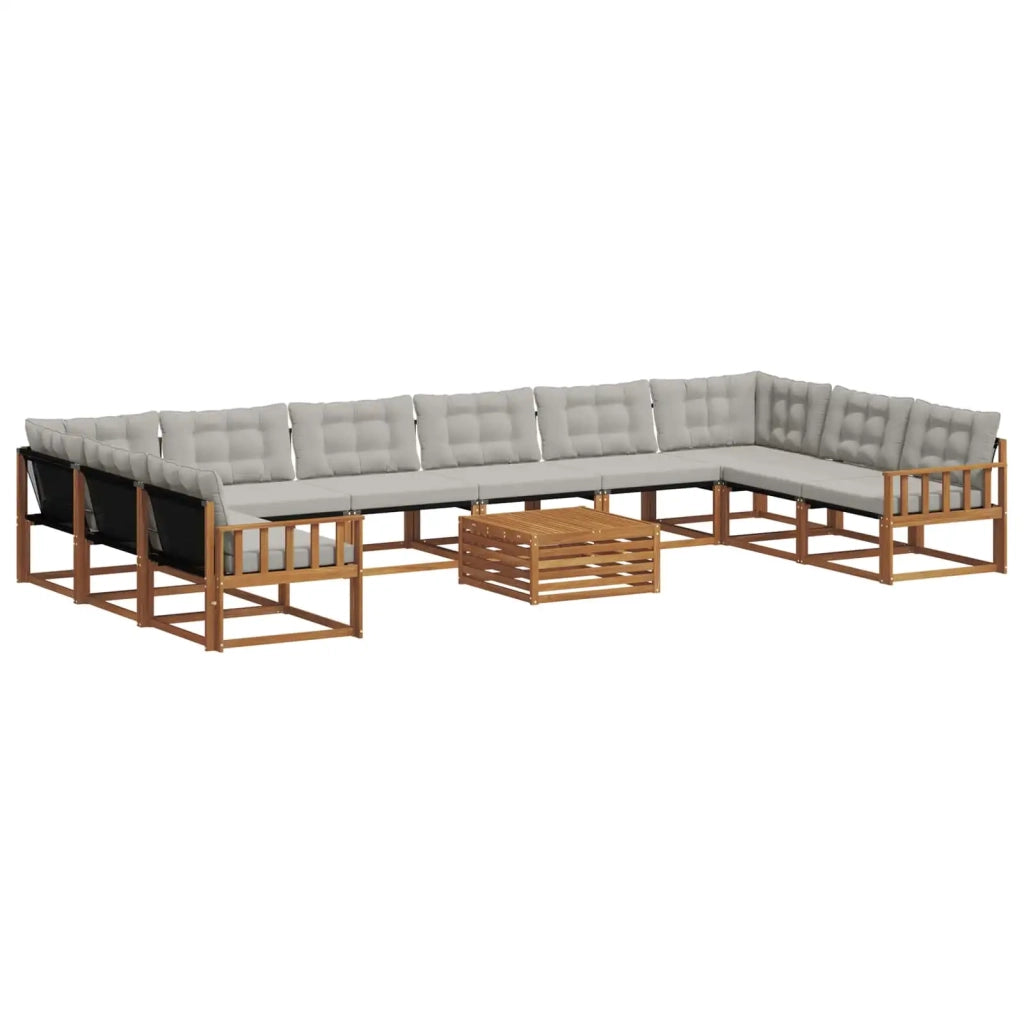 Set di divani da esterno 11 pcs Grigio Naturale e Chiaro 3369910