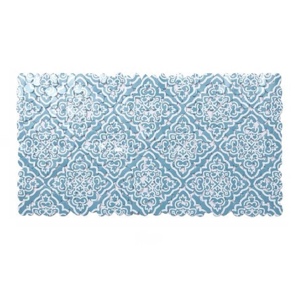 Trade Shop - Tappeto Pvc Azzurro Con Maioliche Antiscivolo Vasca Bagno Doccia 67x36cm 87031 -