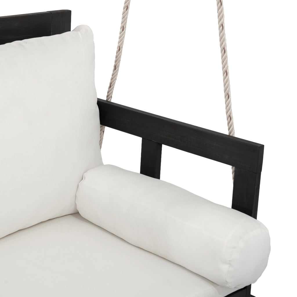 Dondolo da Giardino Doppio con Cuscini ¨C MINIMAL ¨C Legno Acacia, Nero/Beige