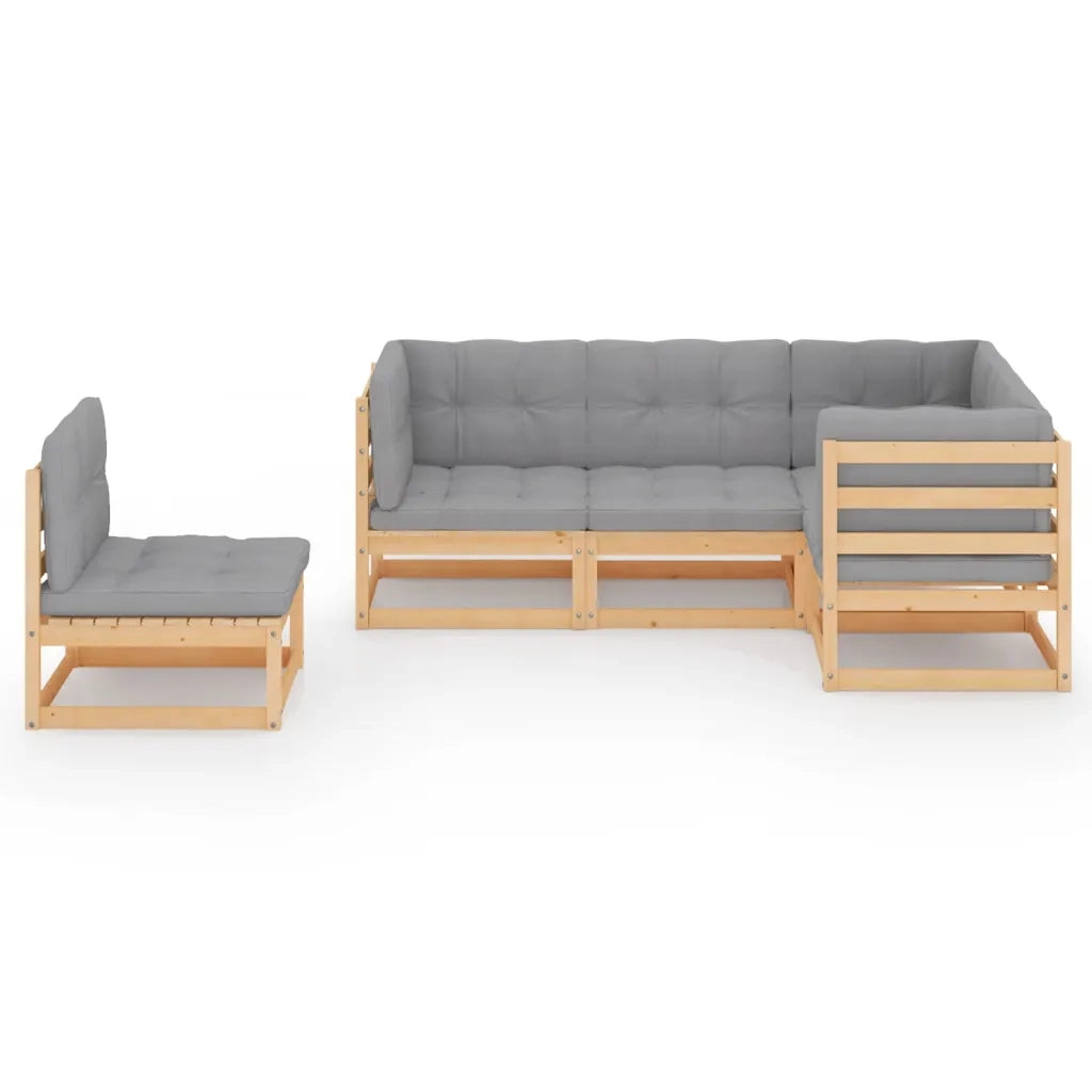 Set Divani da Giardino 5 pz con Cuscini Legno Massello di Pino cod mxl 54007