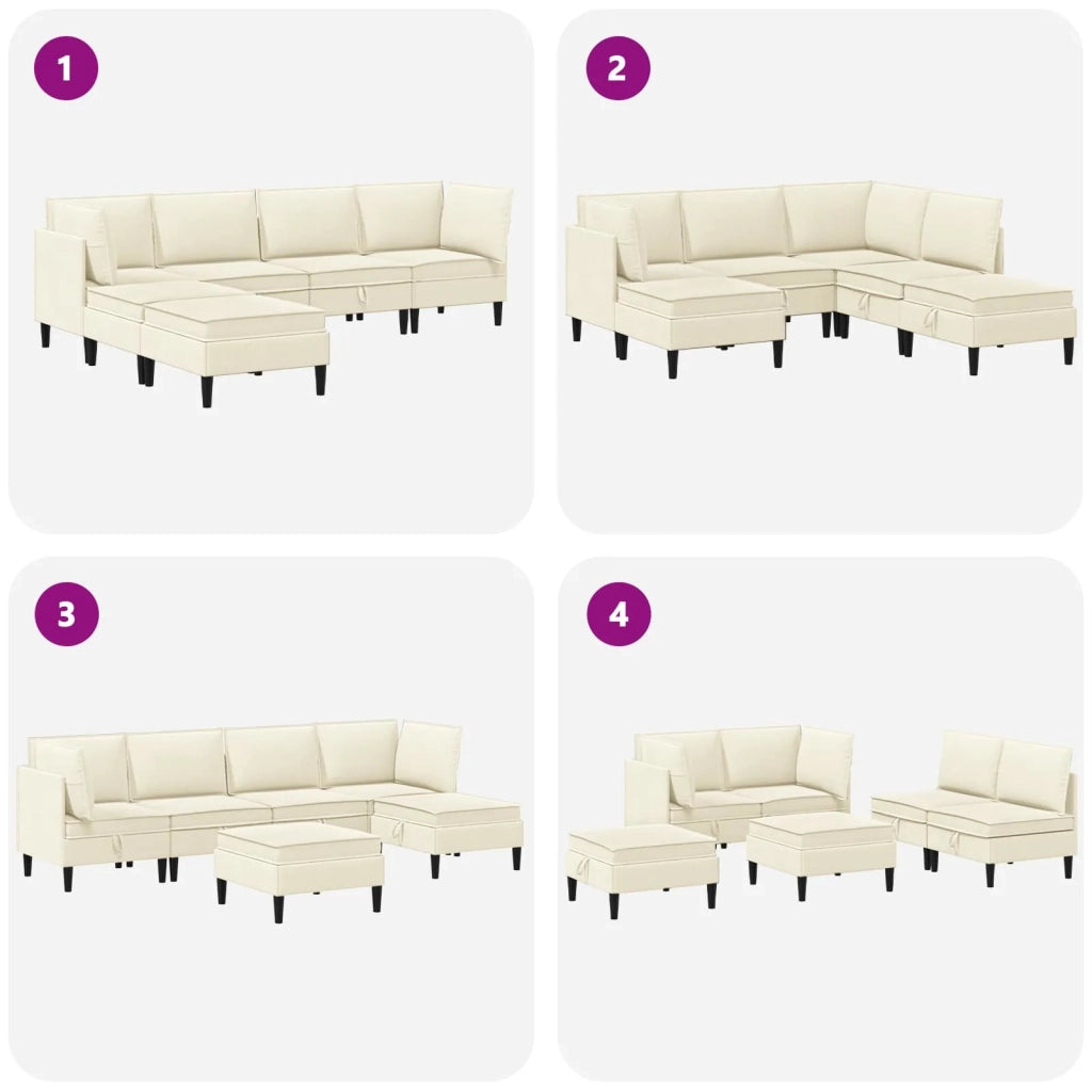 Set di mobili per il soggiorno 6 pcs Crema Tessuto 3413782