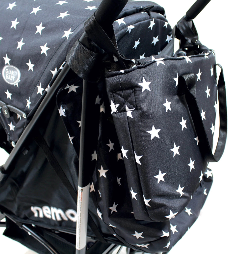 Passeggino Leggero per Bambini Pieghevole con Borsa Nemo Nero con Stelle