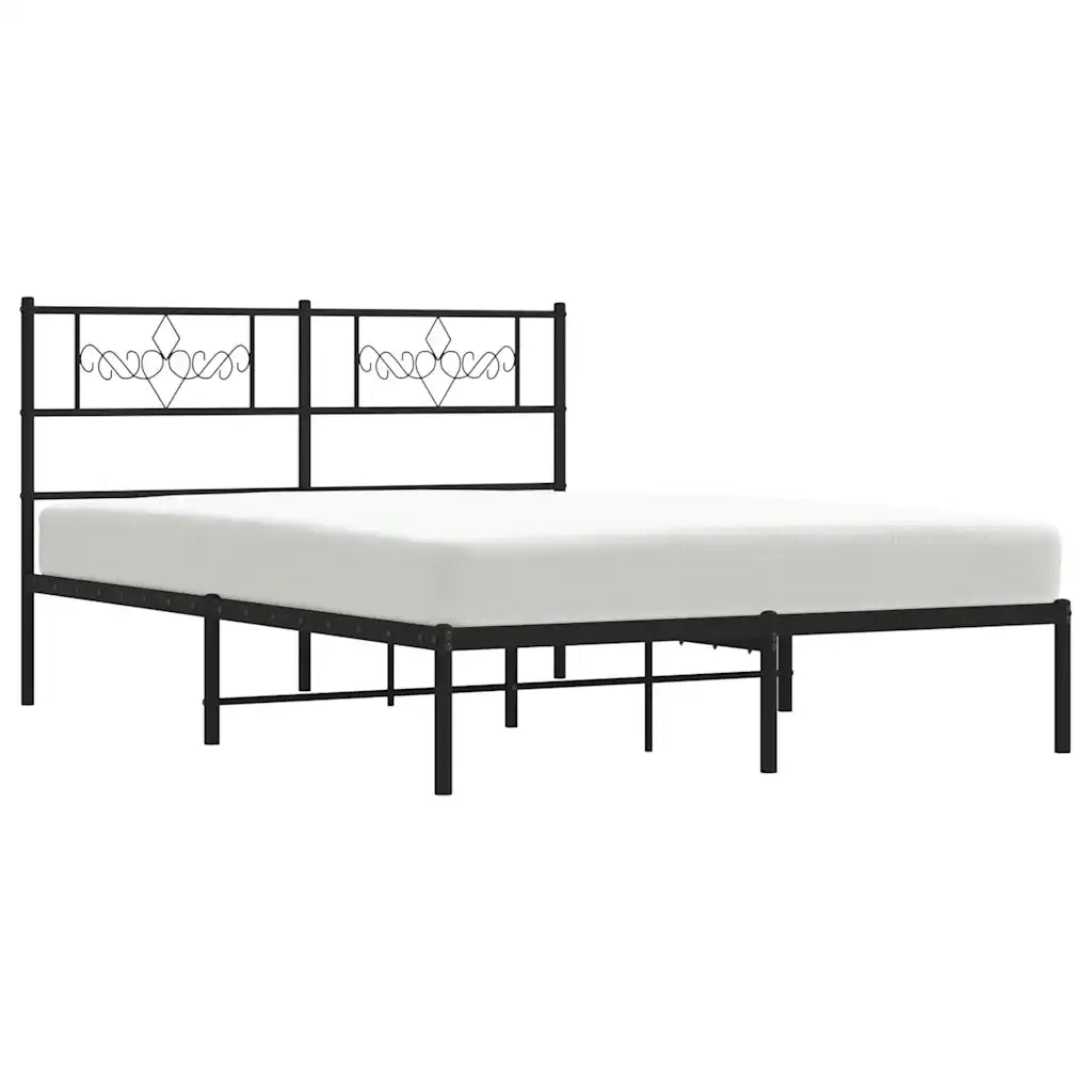 Giroletto con Testiera-Struttura Letto con testiera in Metallo Nero 135x190 cm 791297