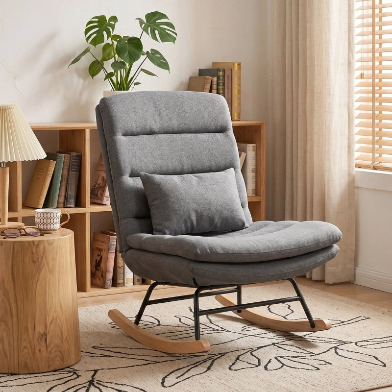 POLTRONA A DONDOLO con cuscino lombare 79x73x39 cm Grigio chiaro
