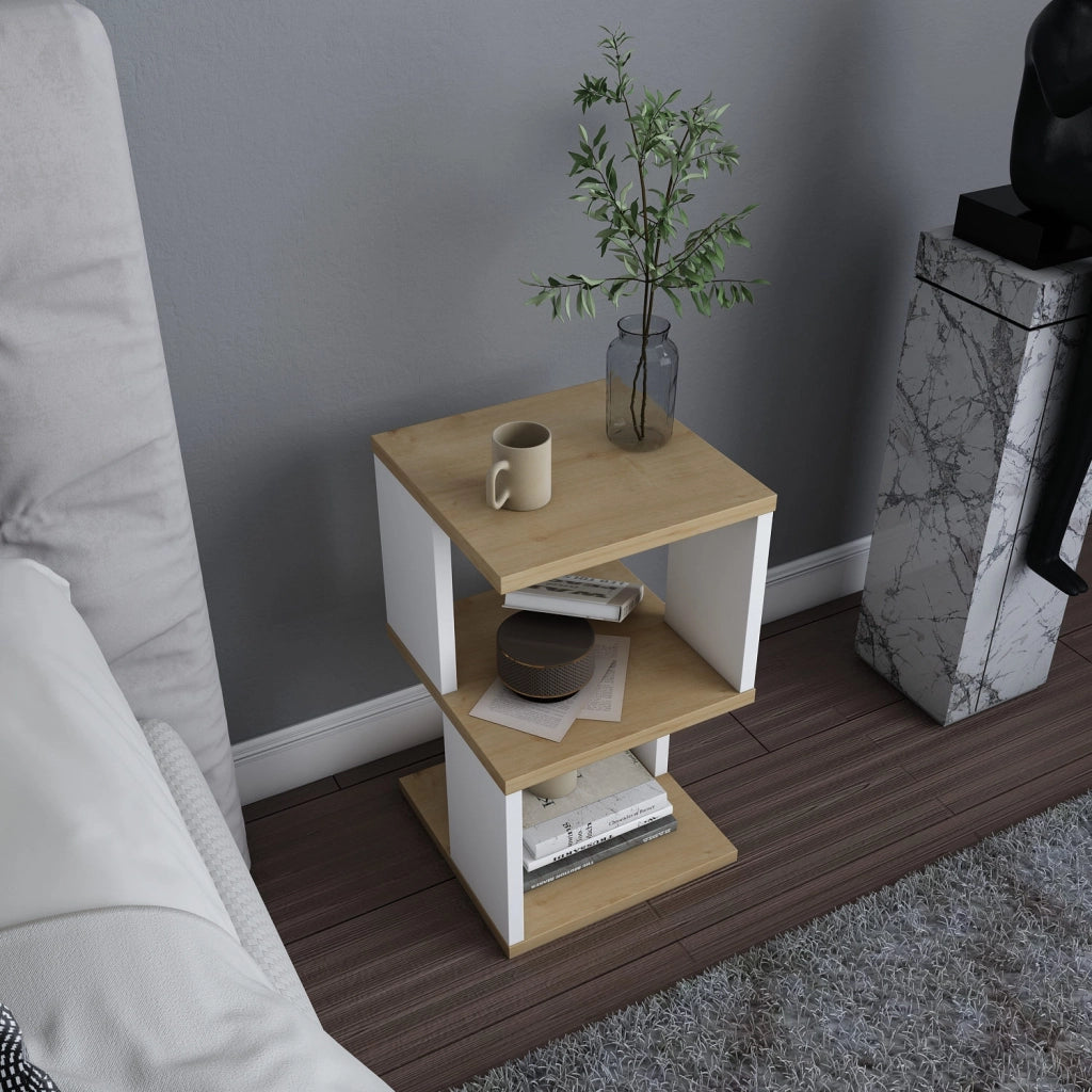 Comodino in legno "Carter" - 30 x 30 x 49 cm - Beige