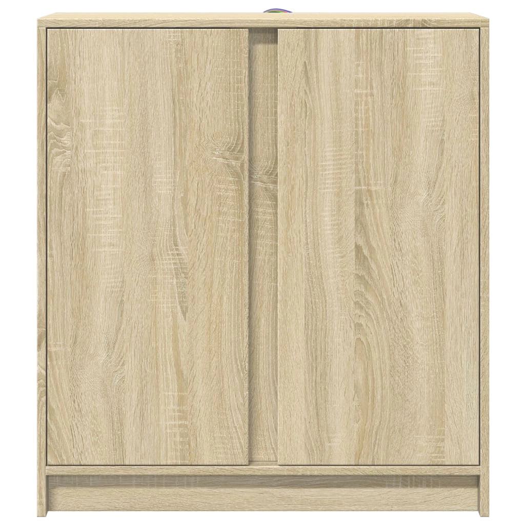 Buffet credenza cassettiera armadio mobile contenitore organizer per cucina soggiorno salotto con illuminazione a LED finitura rovere Sonoma 77 x 34 x 85 cm legno ingegnerizzato marrone 02_0029800