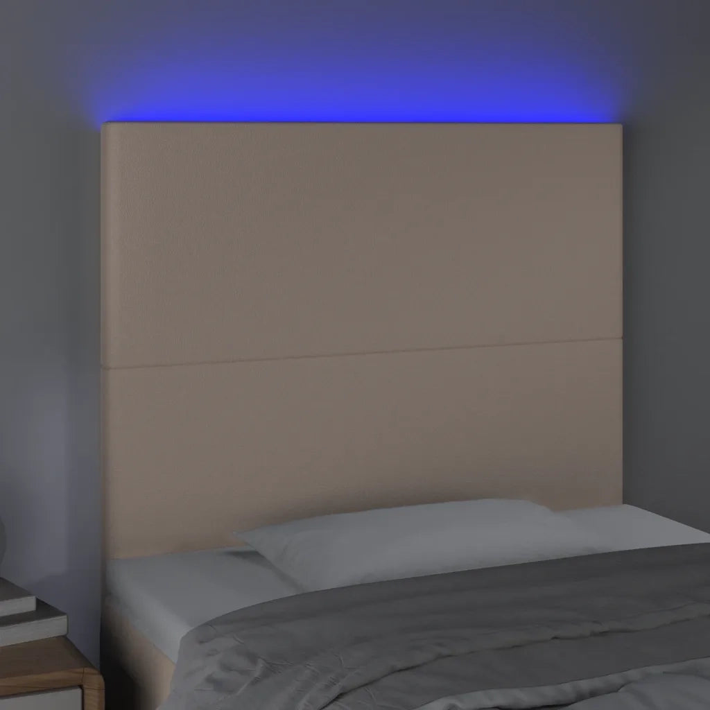 Testiera | Testata a LED Cappuccino 100x5x118/128 cm in Similpelle