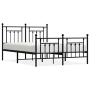 Letto matrimoniale | Letto per adulti | Giroletto con Testiera e Pediera Metallo Nero 150x200 cm