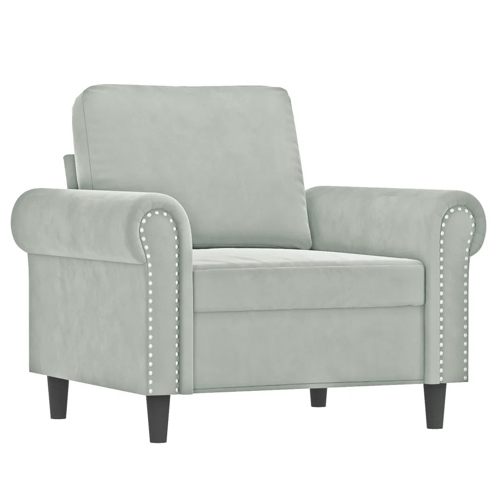 Poltrona con Poggiapiedi Grigio Chiaro 60 cm in Velluto 3201205