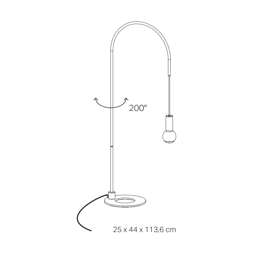 Zafferano - Lampada da Tavolo Filo con lampadina E27 max 60W inclusa, Orientabile 200°, H113 cm, Metallo Verniciato IP20 - Nera