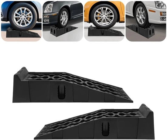 Piastra di sollevamento per auto, 2 pezzi, capacità 5T, altezza di sollevamento 17,5 cm, piastra di sollevamento antiscivolo per oli e grassi