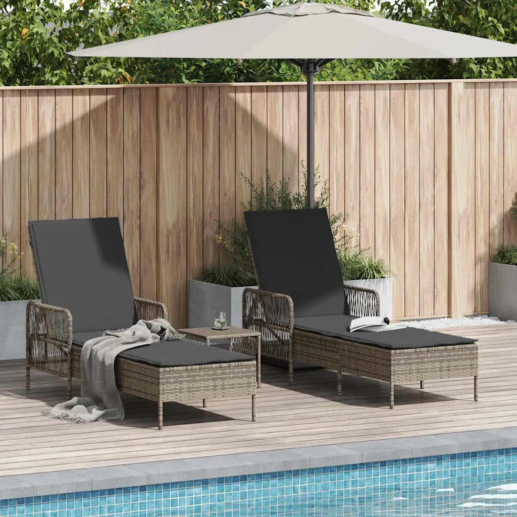 Lettino da sole 3 pcs Grigio e Grigio Scuro 55 x 200 x 92 cm 365434
