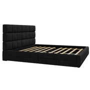 Letto imbottito 180x200 cm; Matrimoniale - con Testiera Imbottita - in Velluto Nero