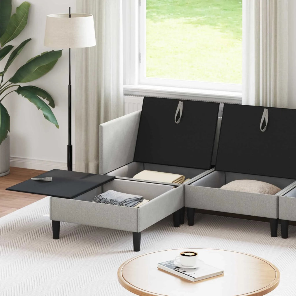 Set di mobili per il soggiorno 6 pcs Grigio chiaro Tessuto 3413802