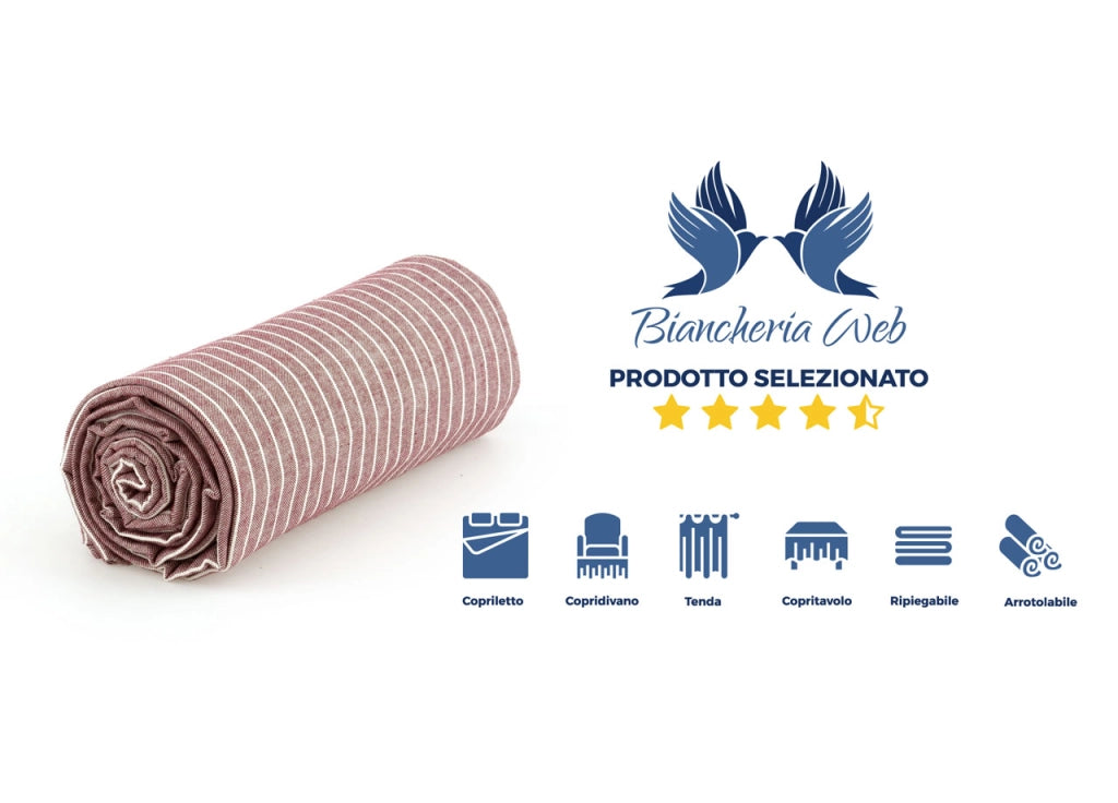 Telo Arredo Granfoulard Copritutto Cotone Made Italy Vari Disegni Arredatutto Copriletto Multiuso - 2 Piazze - Lord Bordeaux