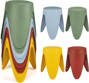 Set da 8 Sgabelli Impilabili, Sgabelli in Plastica Altezza 46 cm, Sedie Senza Schienale Portatili per Scuola, Aula, Soggiorno, Sala da Pranzo, Casa e Ufficio e Senza Montaggio