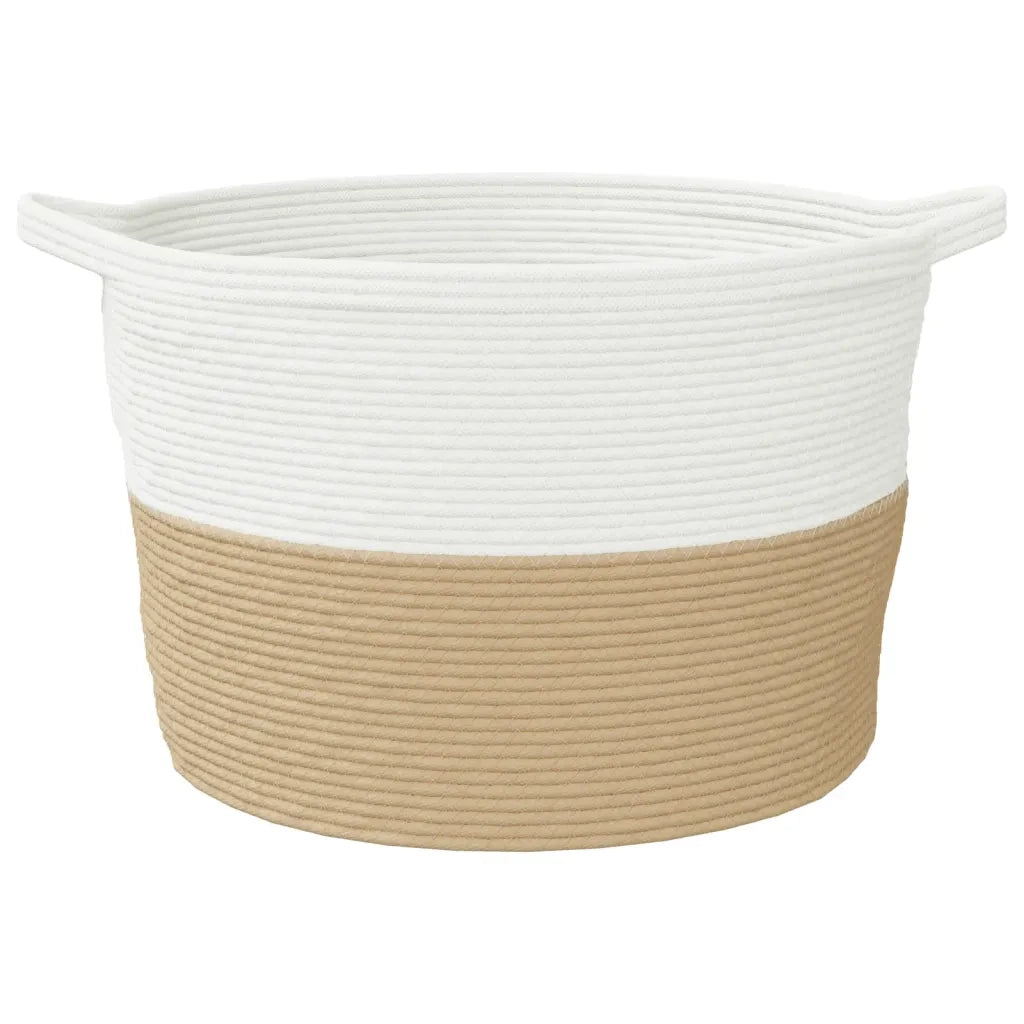 Cesto per Biancheria Beige e Bianco Ã˜60x36 cm in Cotone