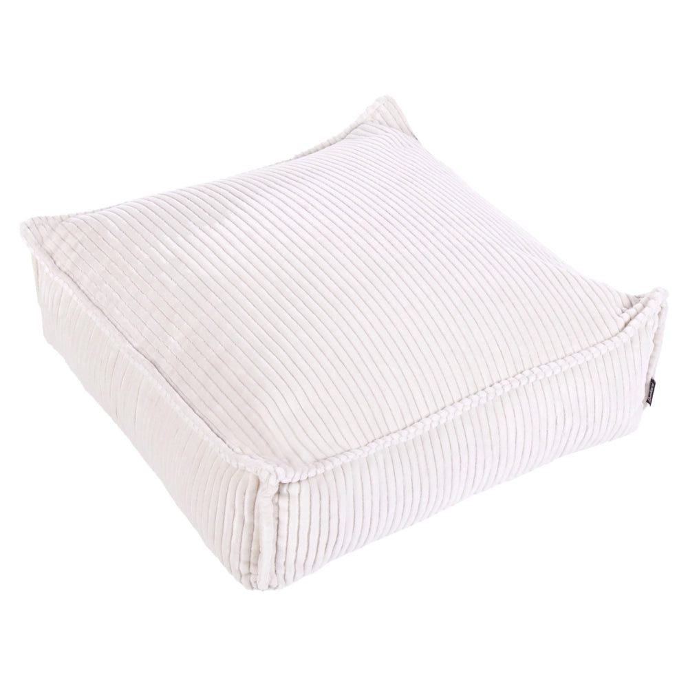 Cuscino da terra Beige Chiaro 55 x 55 x 20 cm Quadrato Tessuto Velluto Struttura a coste Pouf da seduta
