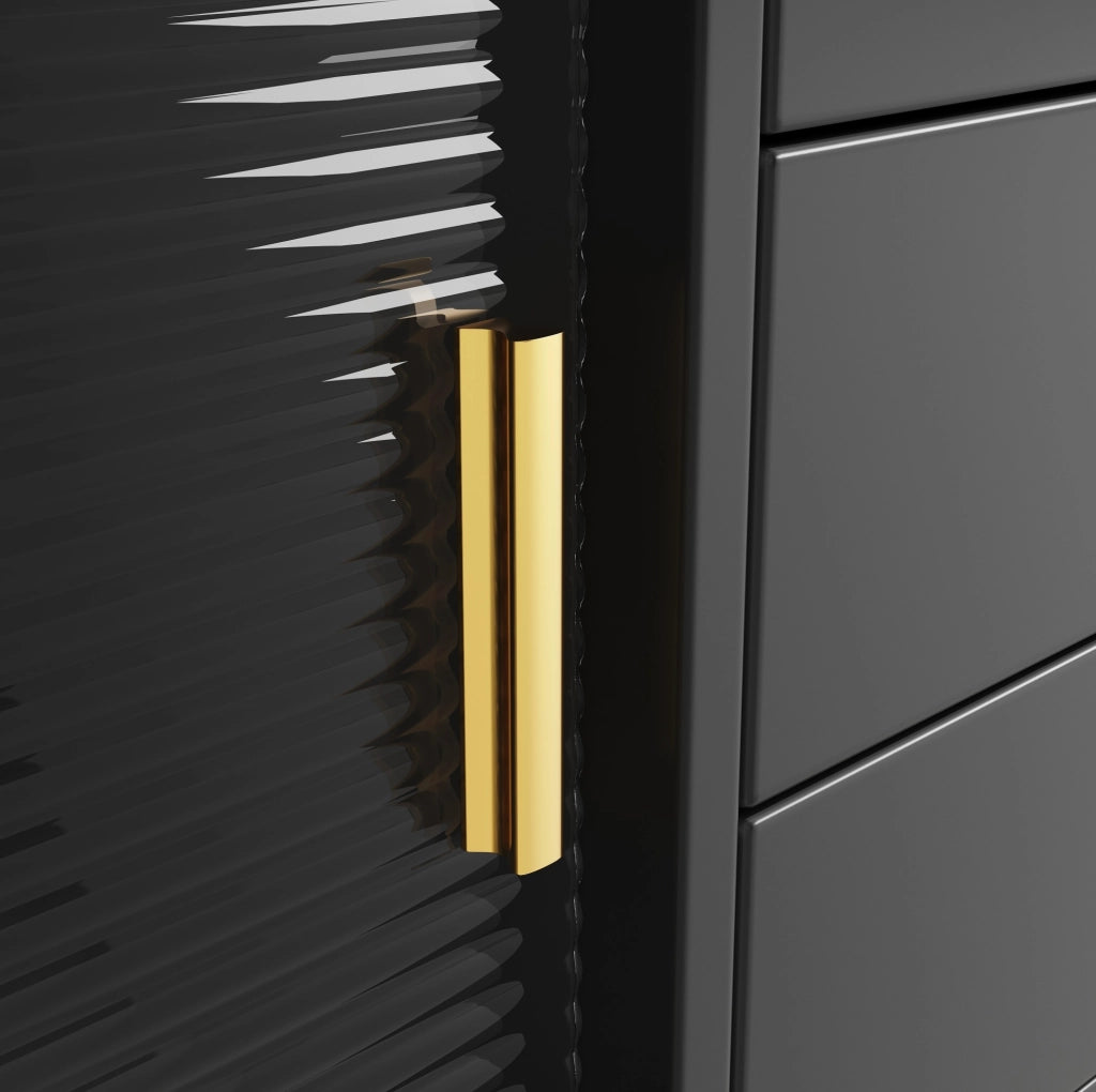 Credenza alta nera 145x39x171 cm con LED controllabili tramite app