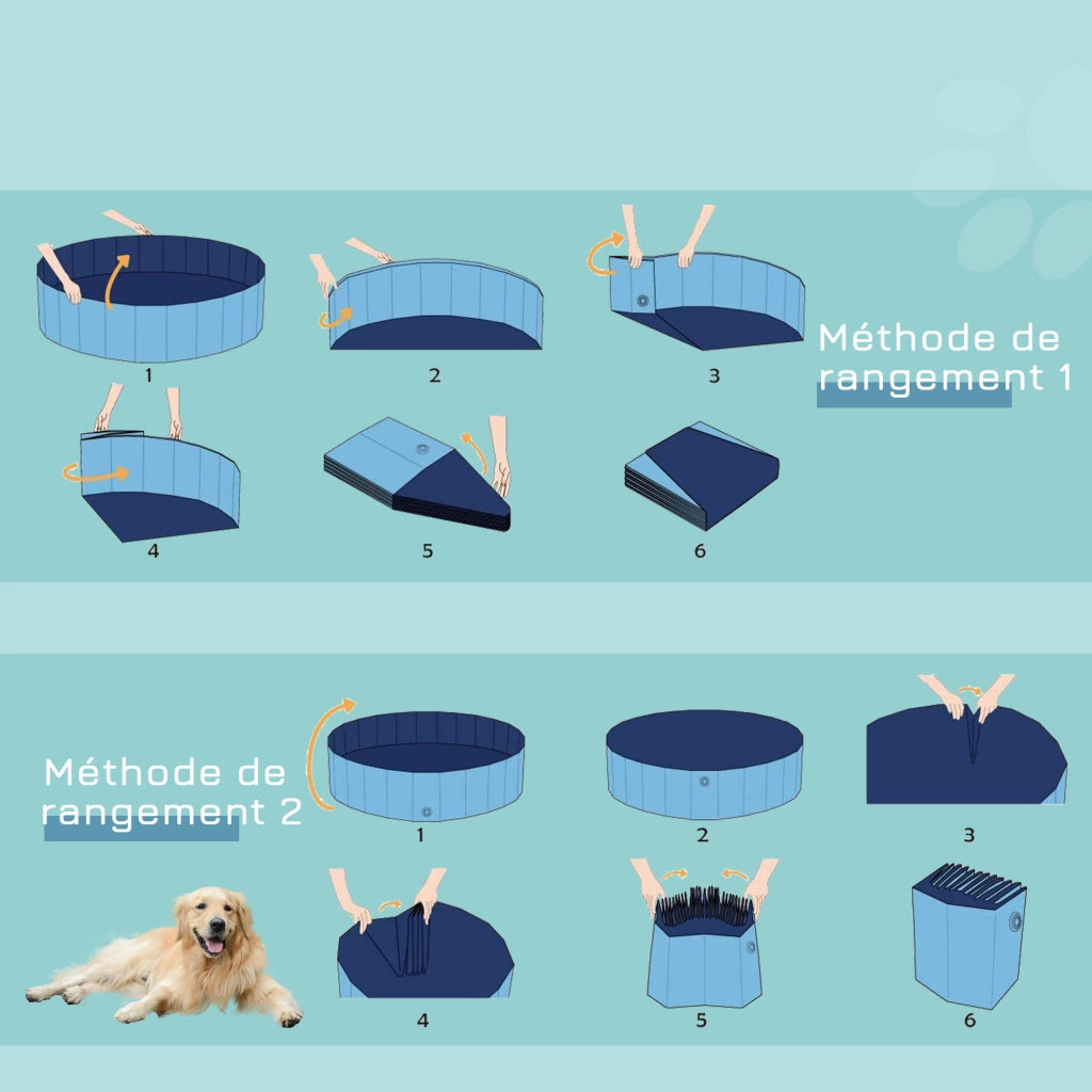 Piscina per Cani Pieghevole ¨C zephmum ¨C Blu 100x30cm plastica