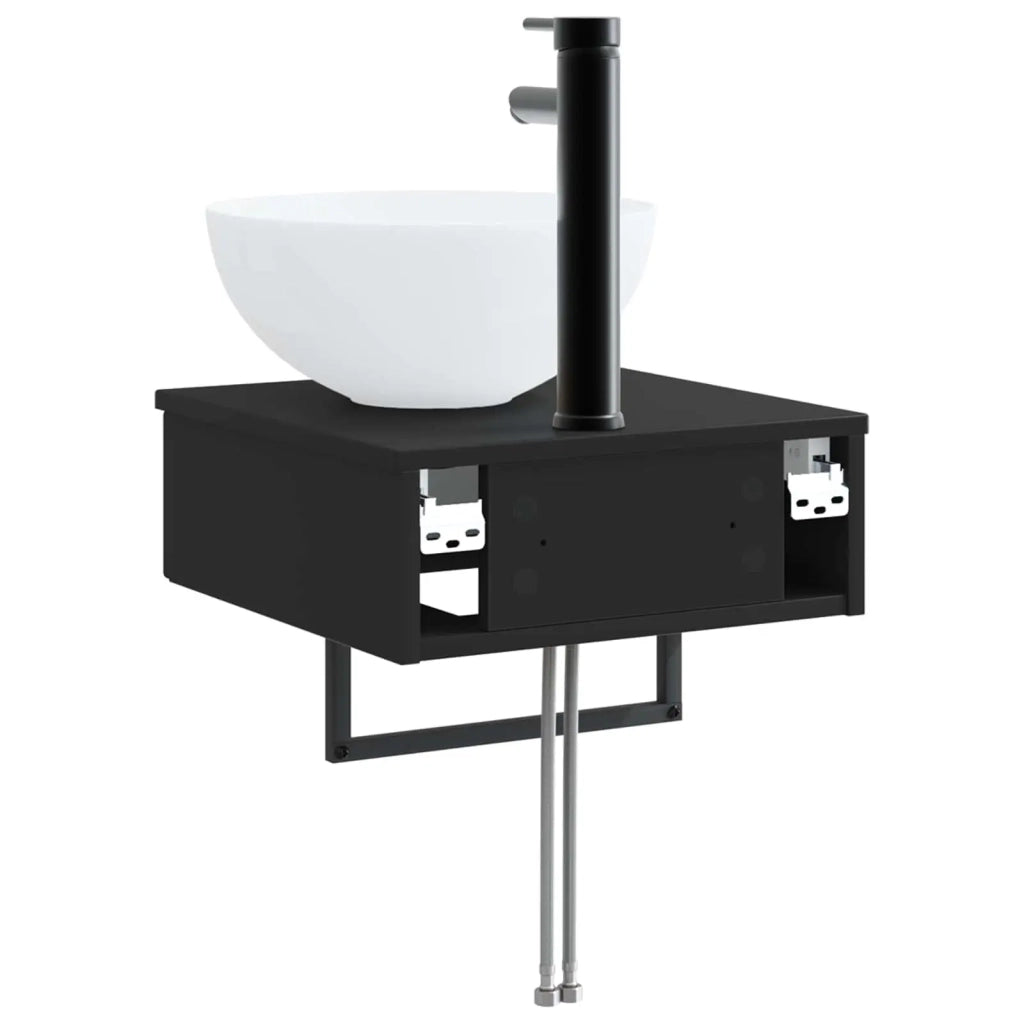 Lavabo da Parete Nero 40 x 41 x 40,5 cm Legno ingegnerizzato