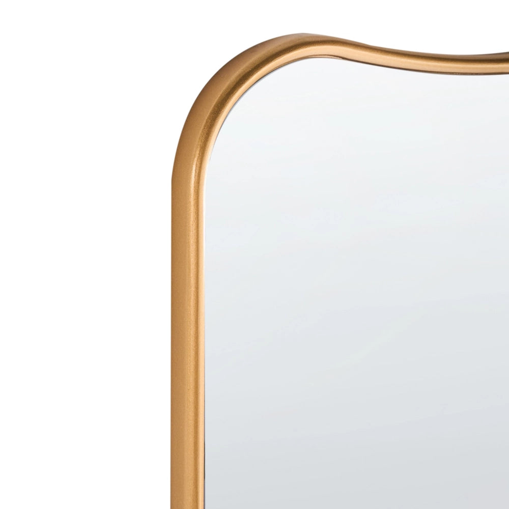 Specchio d'oro da parete Brieuc con cornice in legno 160 x 50 cm Forma irregolare ondulata Stile moderno