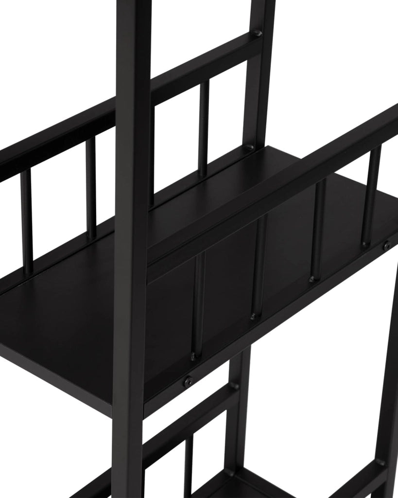 Tavolo da Bar Alto con Mensole Bancone da Casa in Metallo e Legno Nero 120x50x105 cm