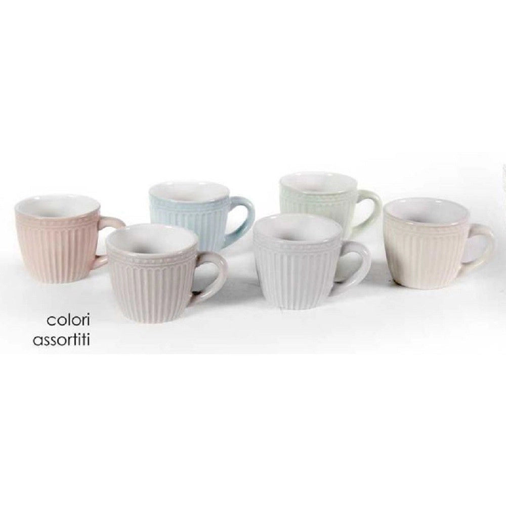 Trade Shop - Set 6 Pz Tazze Tazzine Caffe' Senza Piattino 90ml 5,3cm Colori Assortiti 773938 -