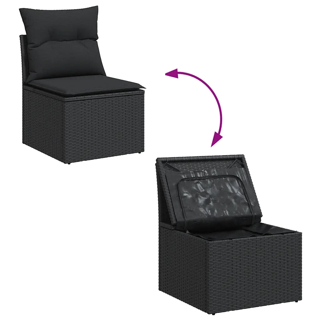 Set Divani da Giardino con Cuscini 7pz Nero Polyrattan 3327226