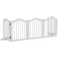 Cancello per Cani, 5 Pannelli, Pieghevole, Flessibile, Legno Massello e MDF, 254.5x29.5x61 cm, Bianco