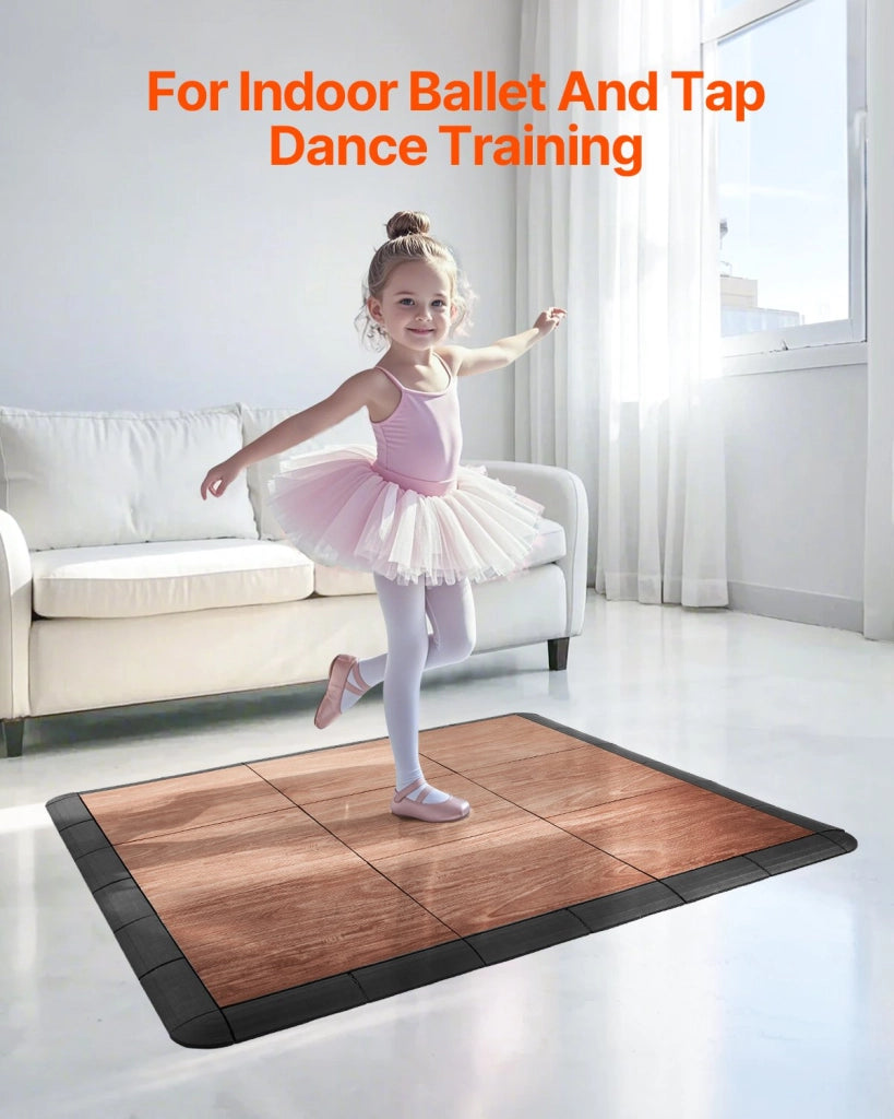 Set da 9 Pezzi Piastrelle per Pista da Ballo ad Incastro PP e PVC Marrone Effetto Quercia Pavimento Danza Portatile 315x315x17,2 mm 0,84 m²