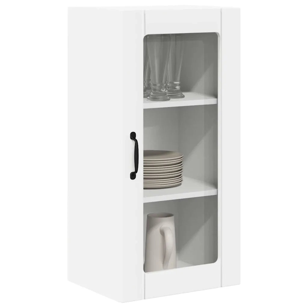 Pensile da cucina | Mobile in vetro da parete PORTO Bianco 40 x 31 x 80 cm