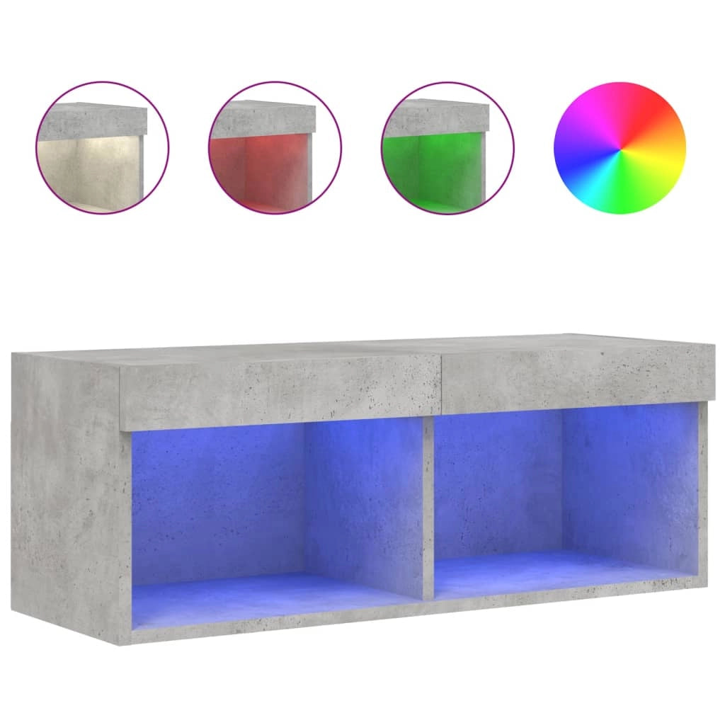 Mobile TV multimediale mensola TV credenza mobile TV per sala da pranzo soggiorno camera da letto con luci LED 80 x 30 x 30 cm grigio 02_0026615