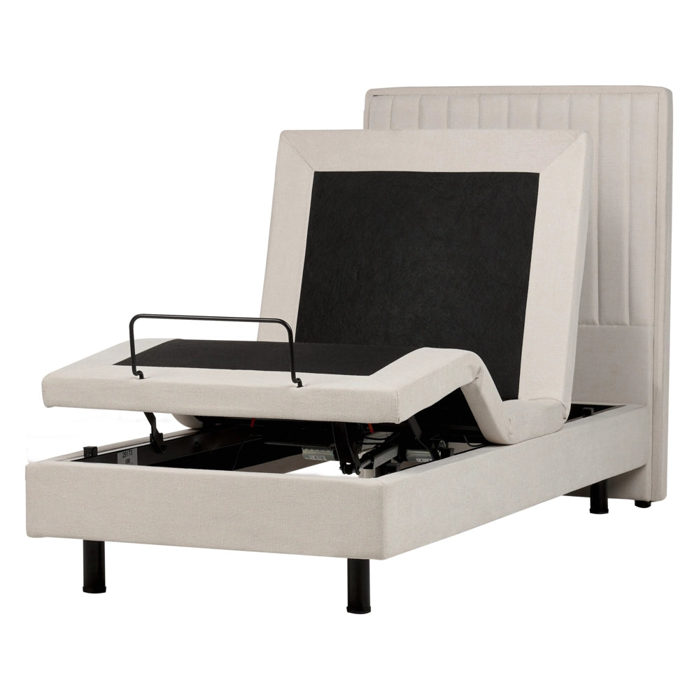 Letto Tessuto Beige chiaro Elettrico Regolabile con Telecomando 90 x 200 cm