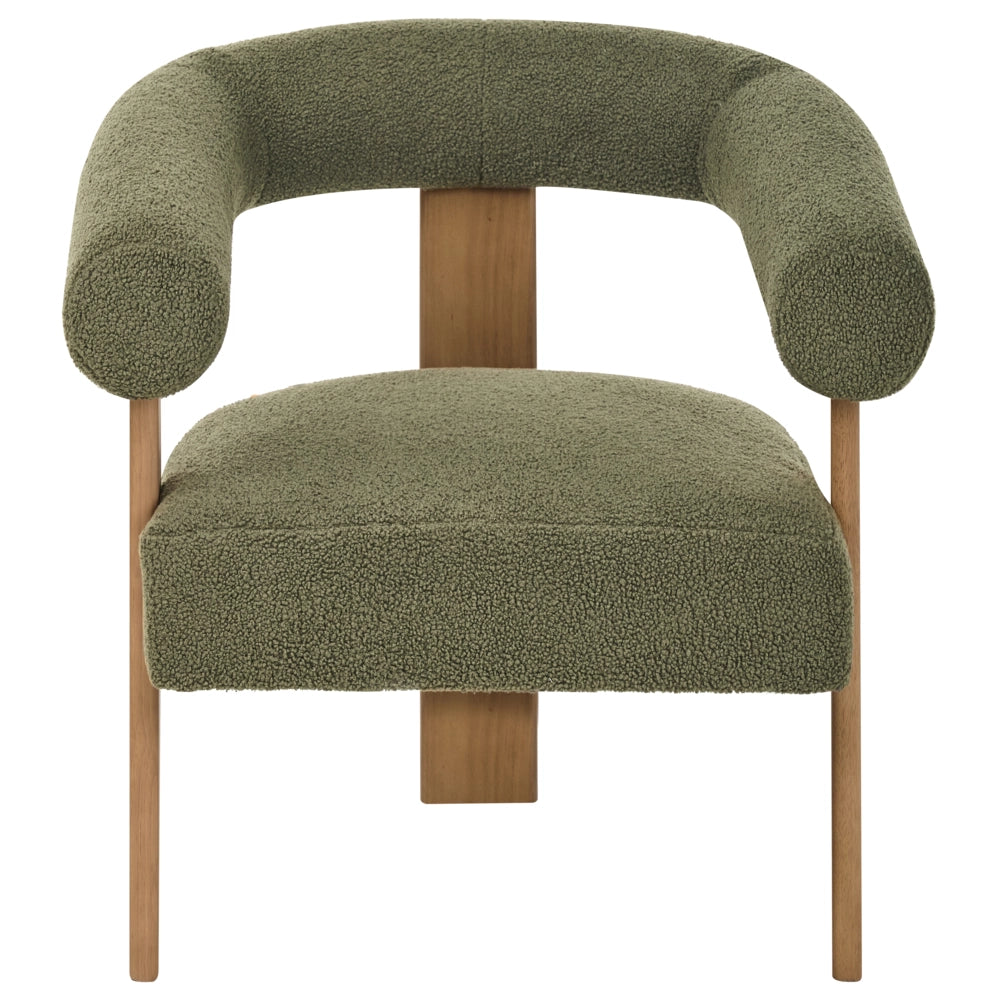 Set da salotto divano a 2 posti poltrona imbottita bouclé verde e marrone scuro stile retrò soggiorno
