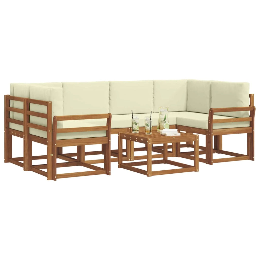 Set di divani da esterno con cuscino 7 pcs Naturale e Crema 3366078