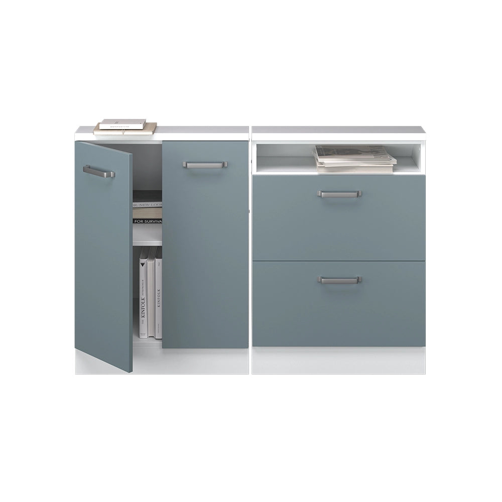 Set di mobili sottotetto Rion Grigio-blu/Bianco Set di 2 Vicco